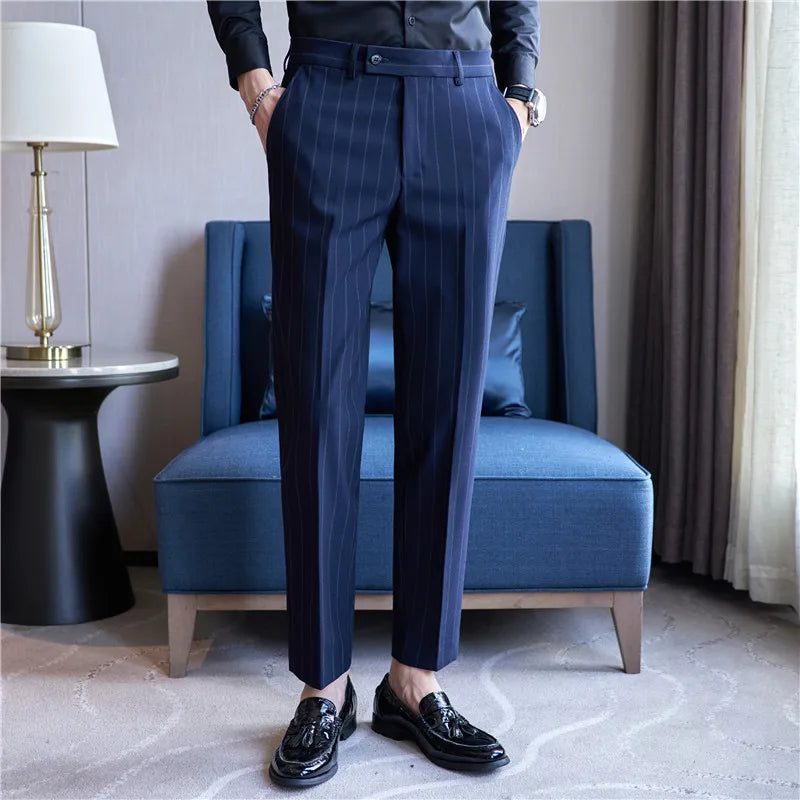 Pinstripe Suit Trousers for Men Valmont